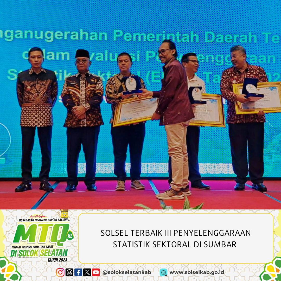 Solsel Terbaik III Penyelenggaraan Statistik Sektoral di Sumatera Barat