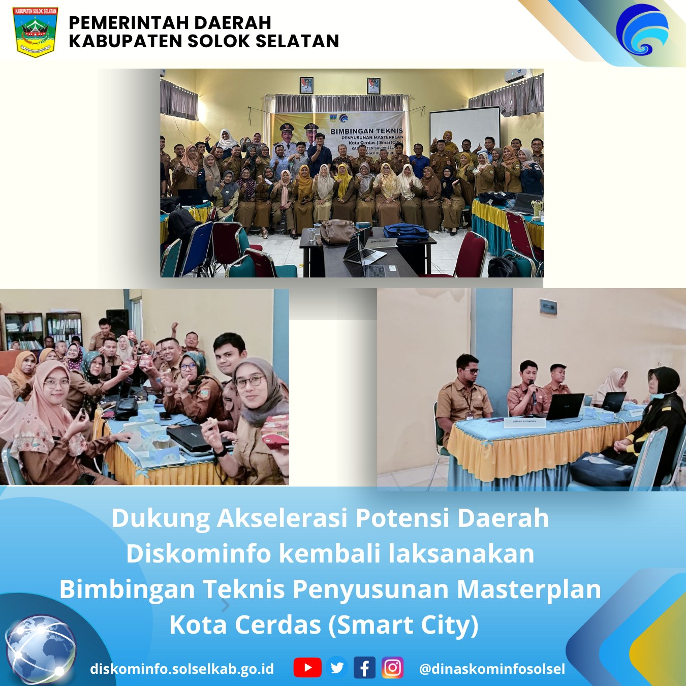 Dukung Akselerasi Potensi Daerah Diskominfo kembali laksanakan  Bimbingan Teknis Penyusunan Masterplan Kota Cerdas (Smart City)