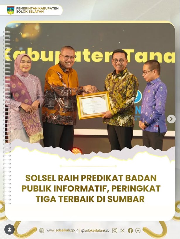 Solsel Raih Predikat Badan Publik Informatif, Peringkat Tiga Terbaik di Sumbar