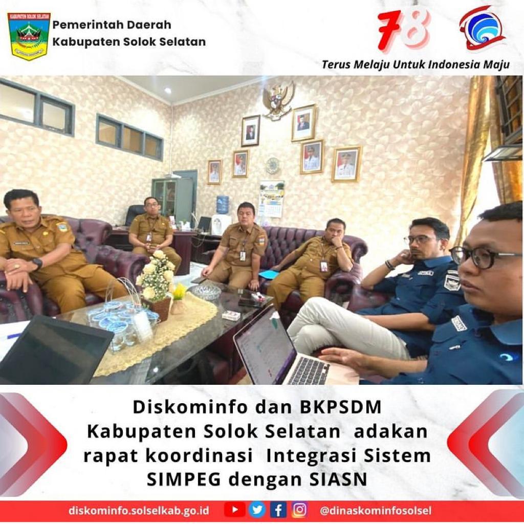 Diskominfo dan BKPSDM Kabupaten Solok Selatan adakan rapat Koordinasi Integrasi SIstem Simpeg dengan SIASN