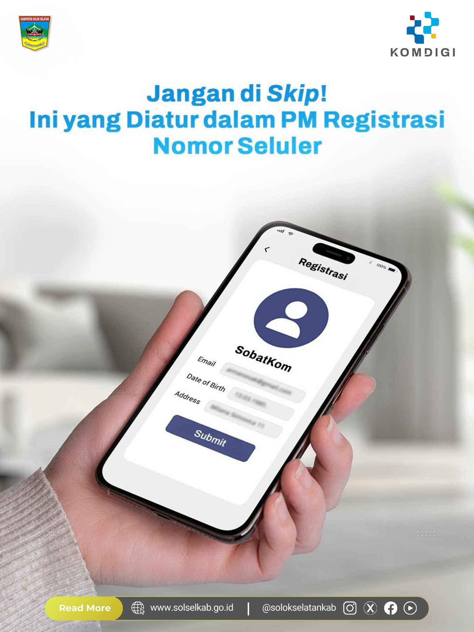 Jangan sampai nomor telepon seluler yang kita gunakan tidak diregistrasikan ya.