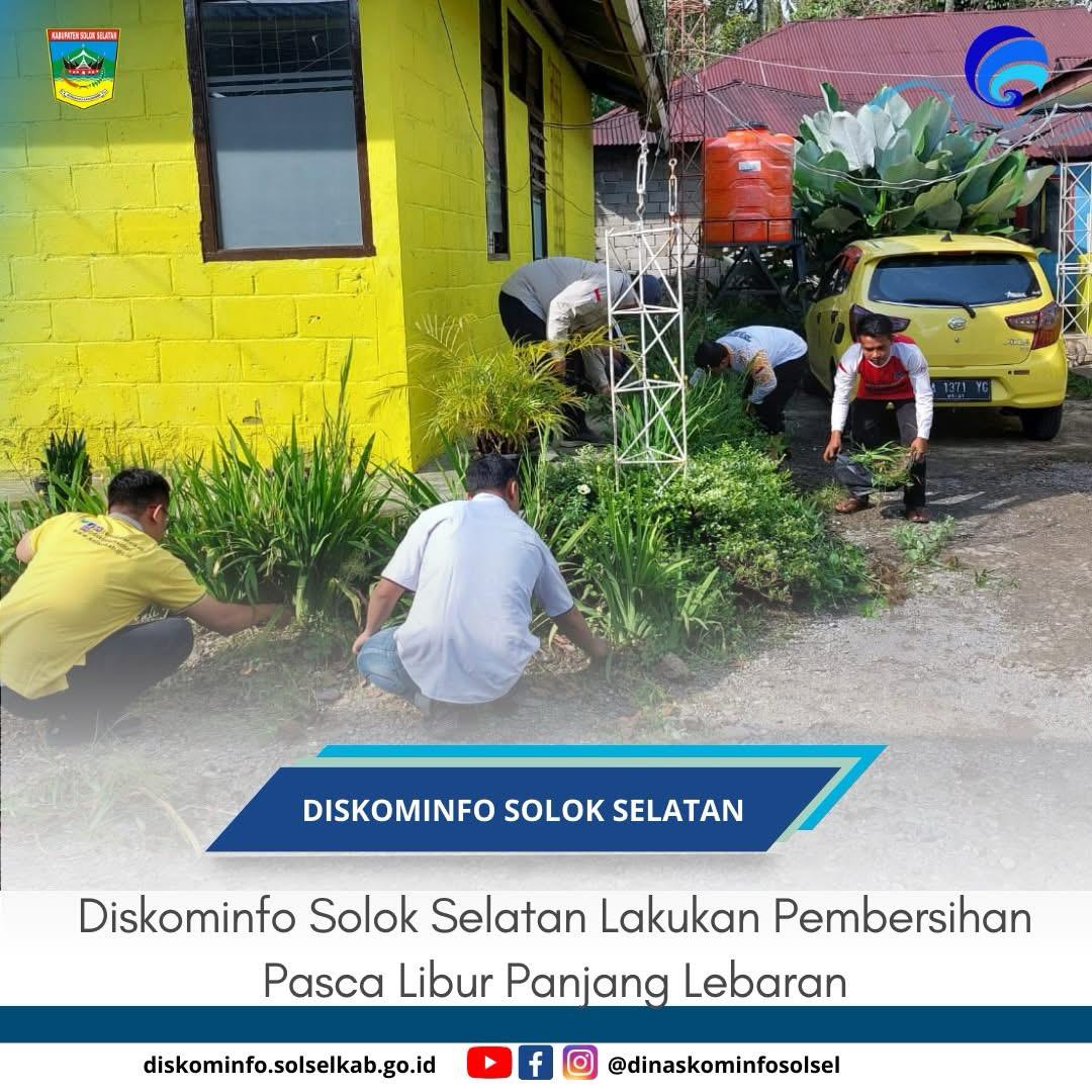 Dinas Kominfo Solok Selatan Lakukan Pembersihan Kantor Pasca Libur Panjang Lebaran