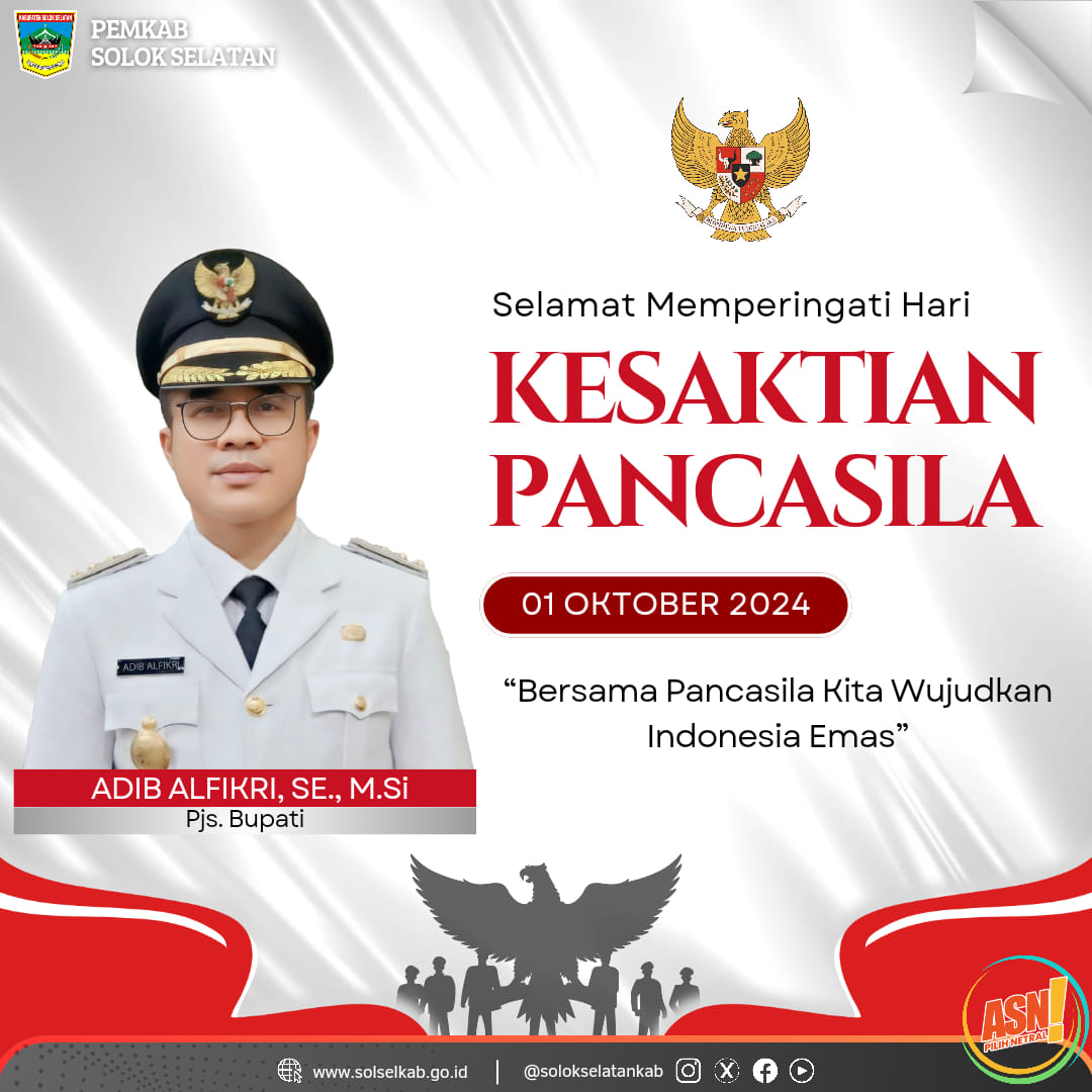 Selamat hari Kesaktian Pancasila, 1 Oktober 2024.