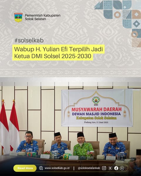 Wabup H. Yulian Efi Terpilih Jadi Ketua DMI Solsel 2025-2030