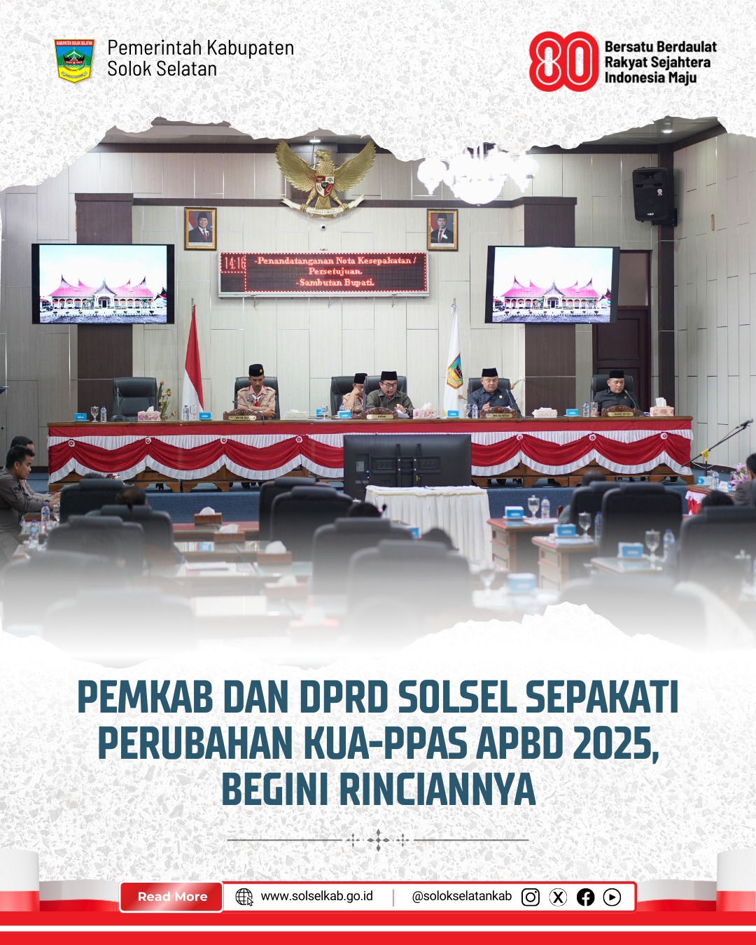 Pemkab dan DPRD Solsel Sepakati Perubahan KUA-PPAS APBD 2025, Begini Rinciannya