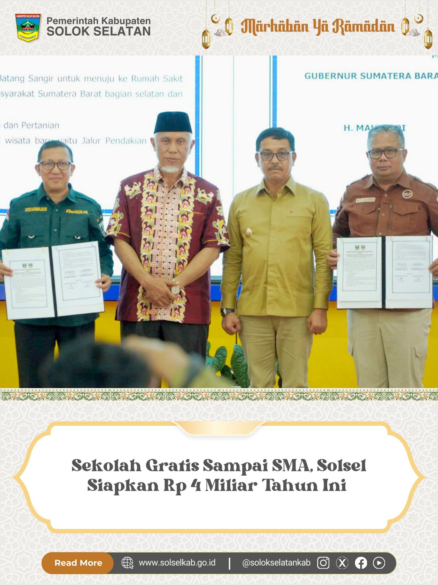 Sekolah Gratis Sampai SMA, Solsel Siapkan Rp 4 Miliar Tahun Ini