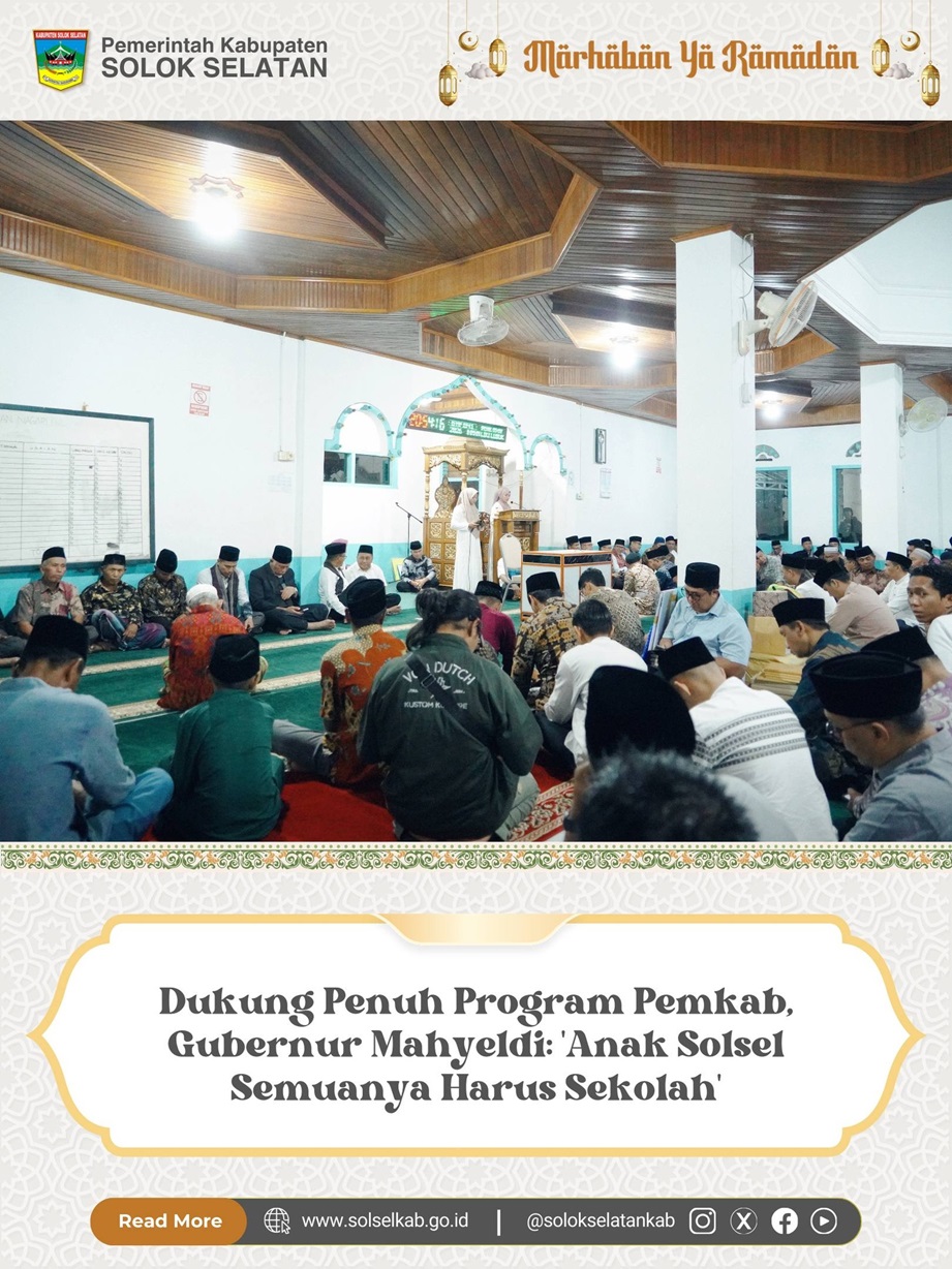 Dukung Penuh Program Pemkab, Gubernur Mahyeldi: 'Anak Solsel Semuanya Harus Sekolah'
