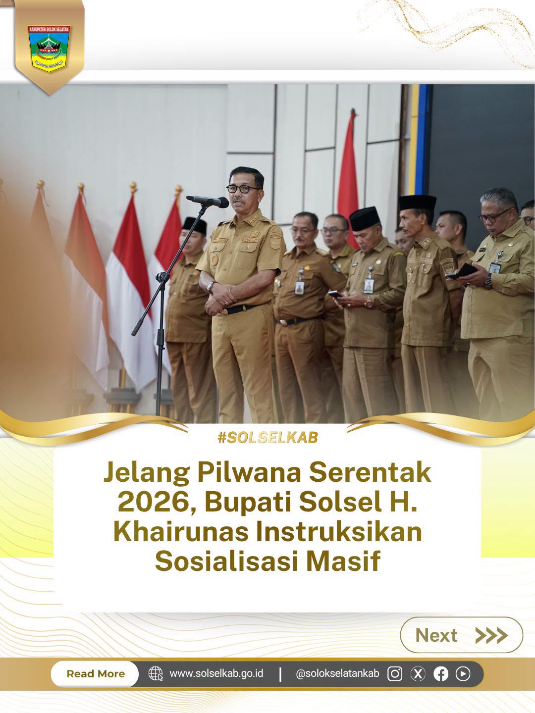 Jelang Pilwana Serentak 2026, Bupati Solsel H. Khairunas Instruksikan Sosialisasi Masif