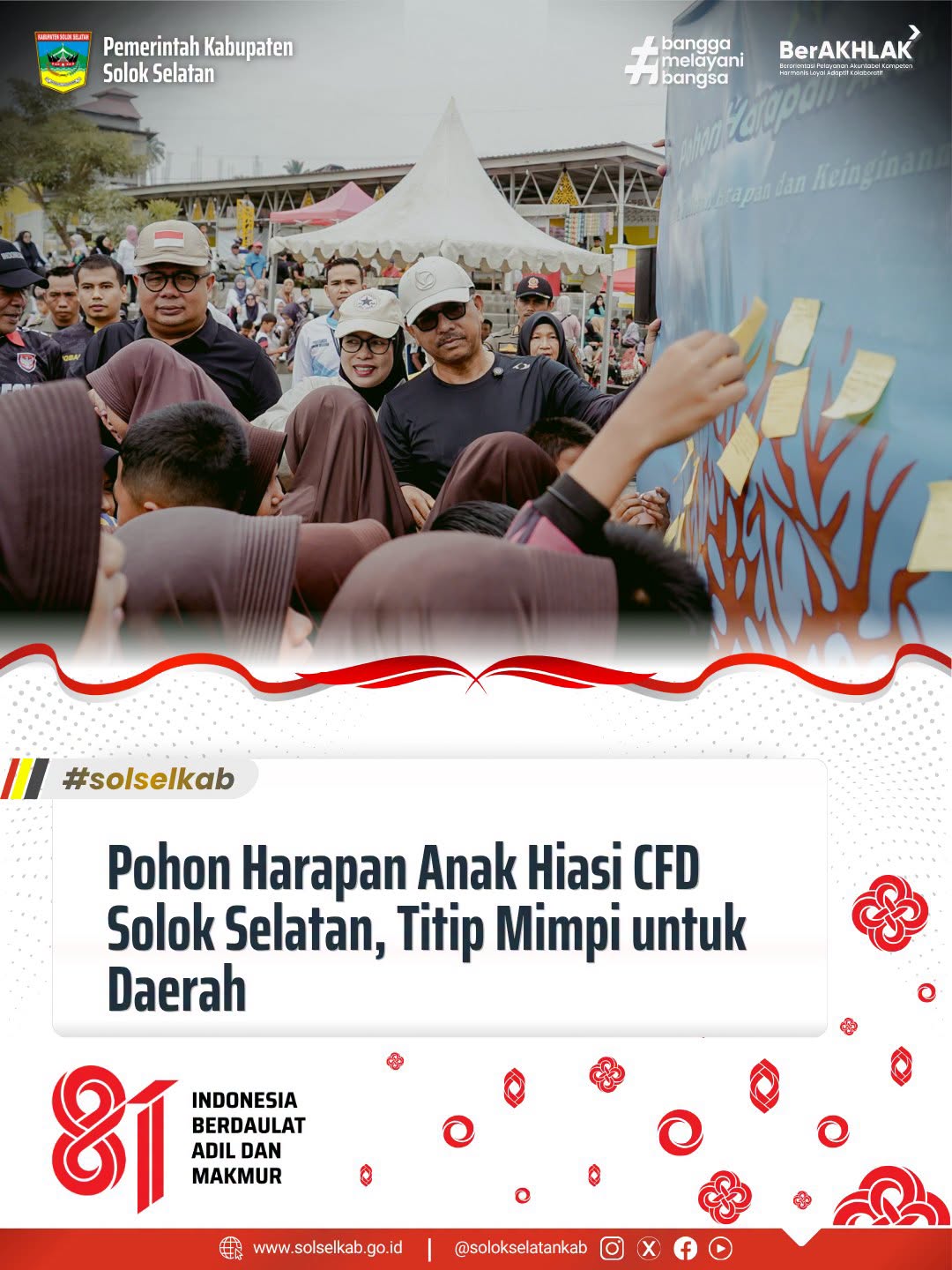 Pohon Harapan Anak Hiasi CFD Solok Selatan, Titip Mimpi untuk Daerah