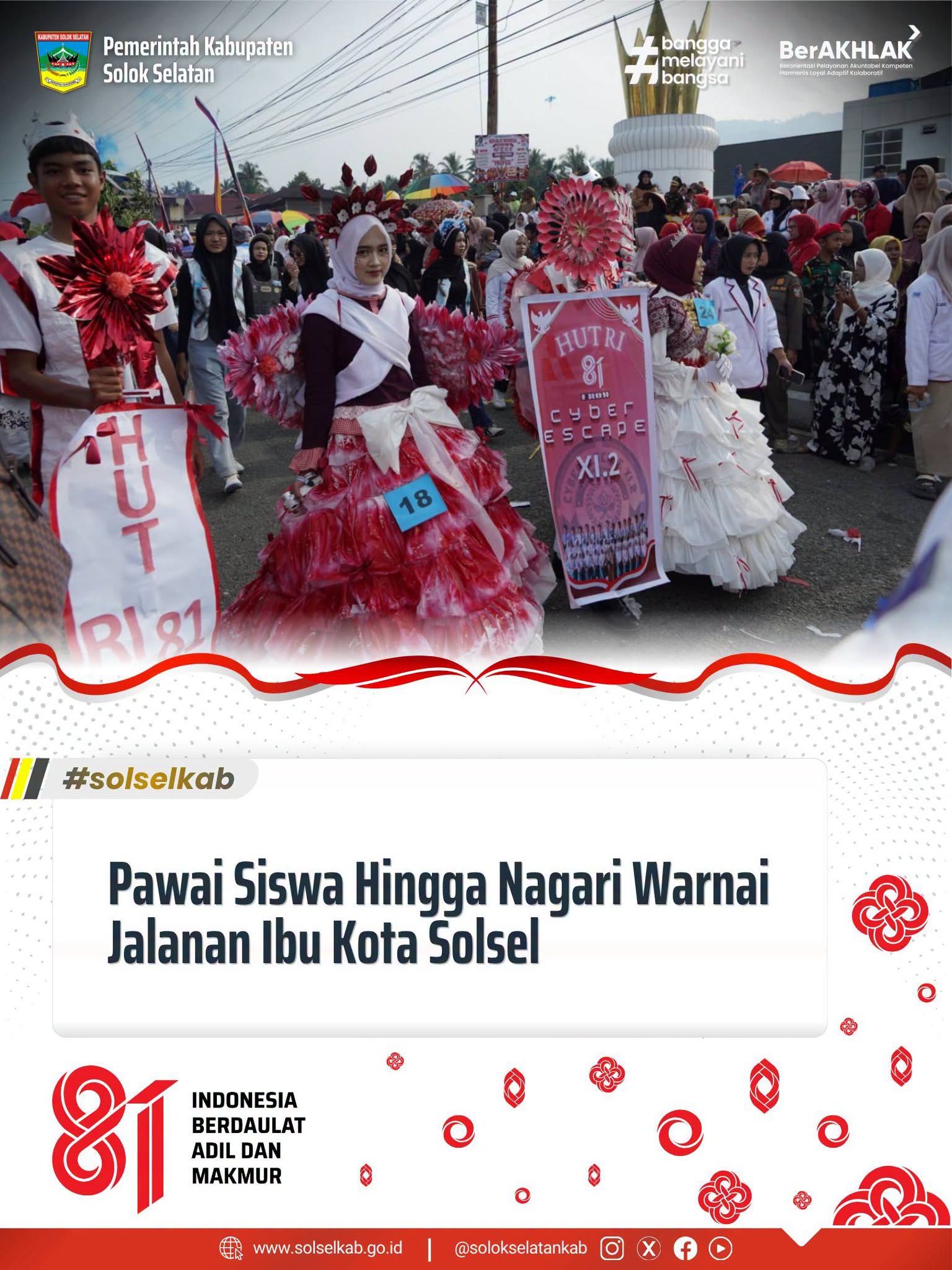 Pawai Siswa Hingga Nagari Warnai Jalanan Ibu Kota Solsel